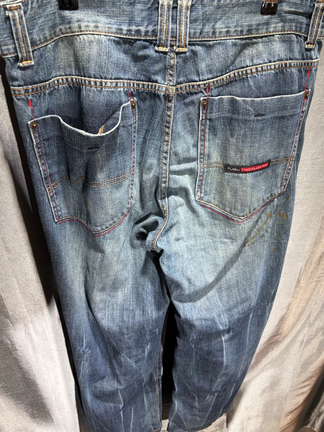 36in FUBU 푸부 더티페인팅 워싱 와이드 데님팬츠 상품이미지5