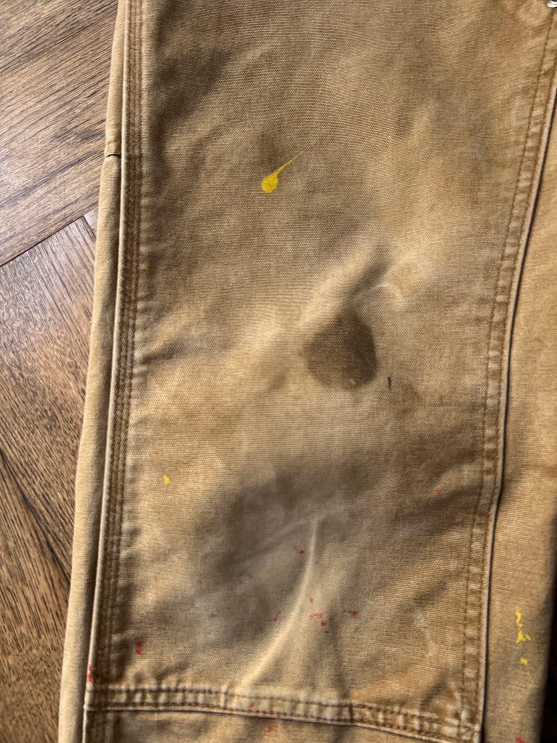 [30]칼하트 USA 빈티지 페인팅 브라운 더블니 워크 팬츠 상품이미지5