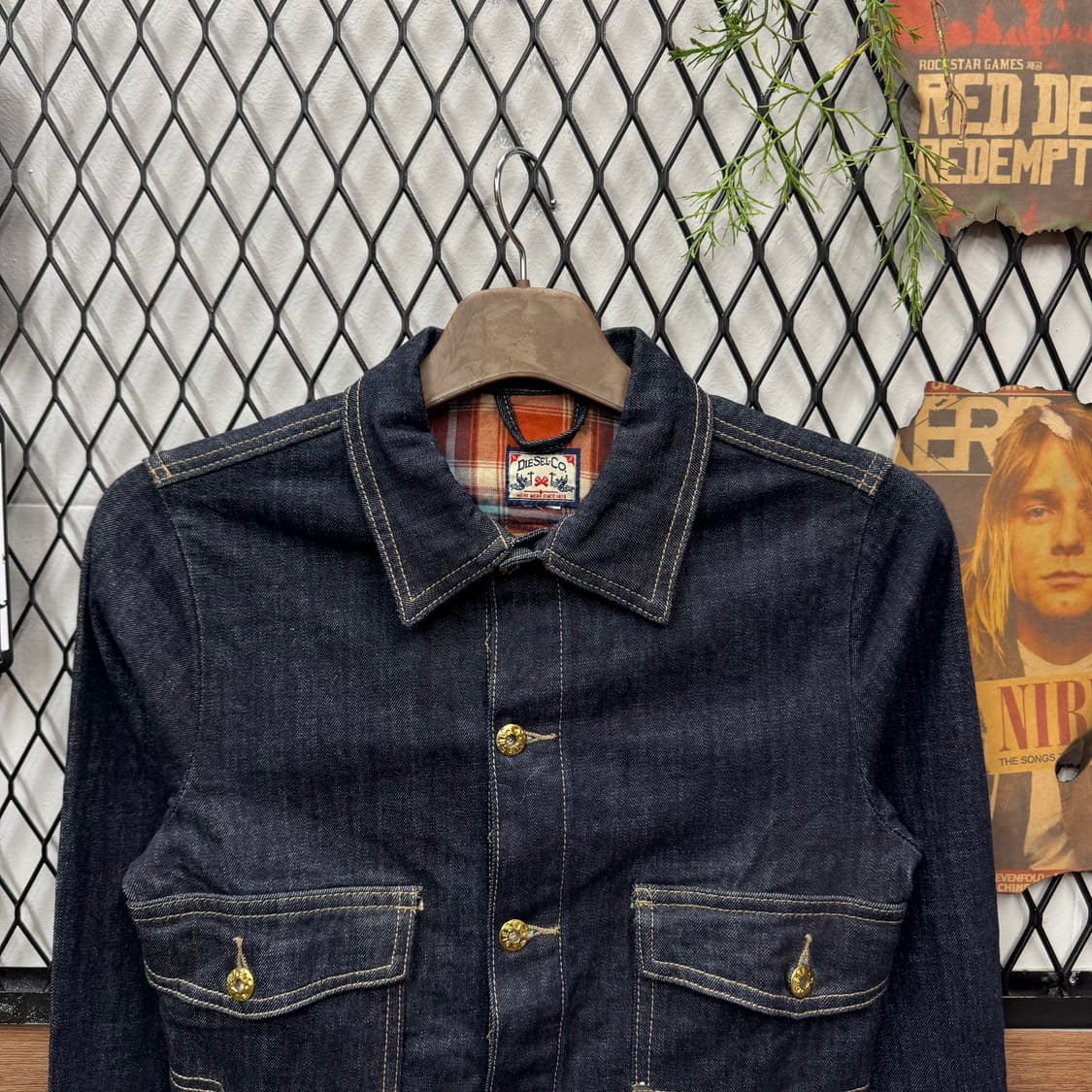 디젤 생지 데님 트러커자켓 후면 레더 패치 포인트 인디고 빈티지 상품이미지3