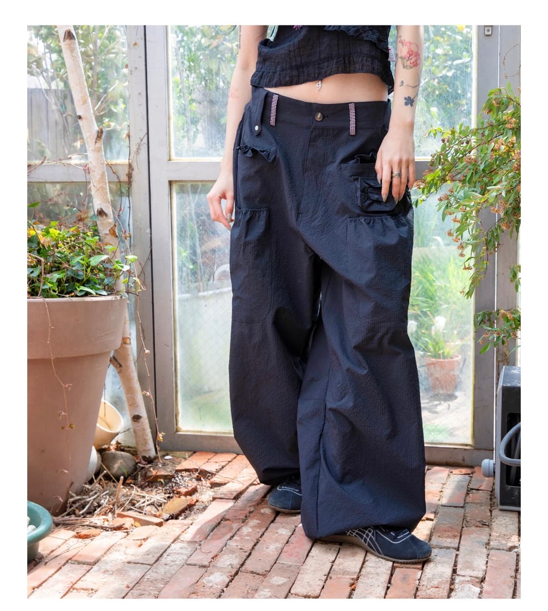 루나키후 사키 프릴 시어서커 와이드 팬츠 3 상품이미지1