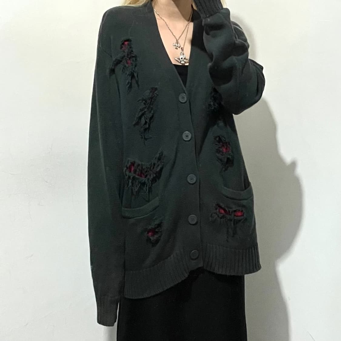 펑크 락시크 티테일 가디건 상품이미지1