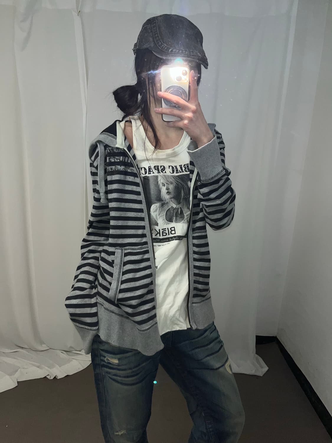 데일리 펑크 스트라이프 후드집업 상품이미지4