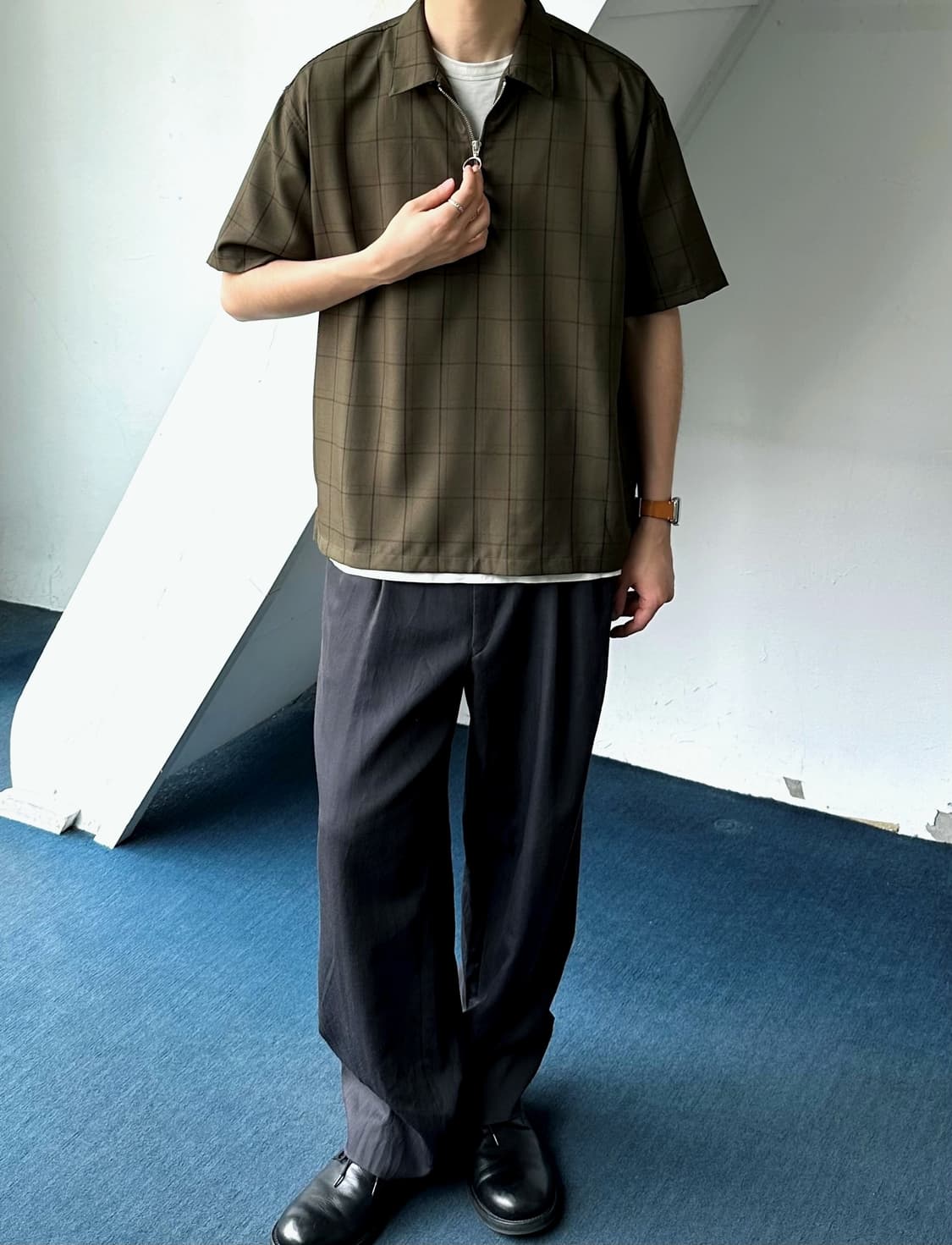 Zip design check P/O top 상품이미지7