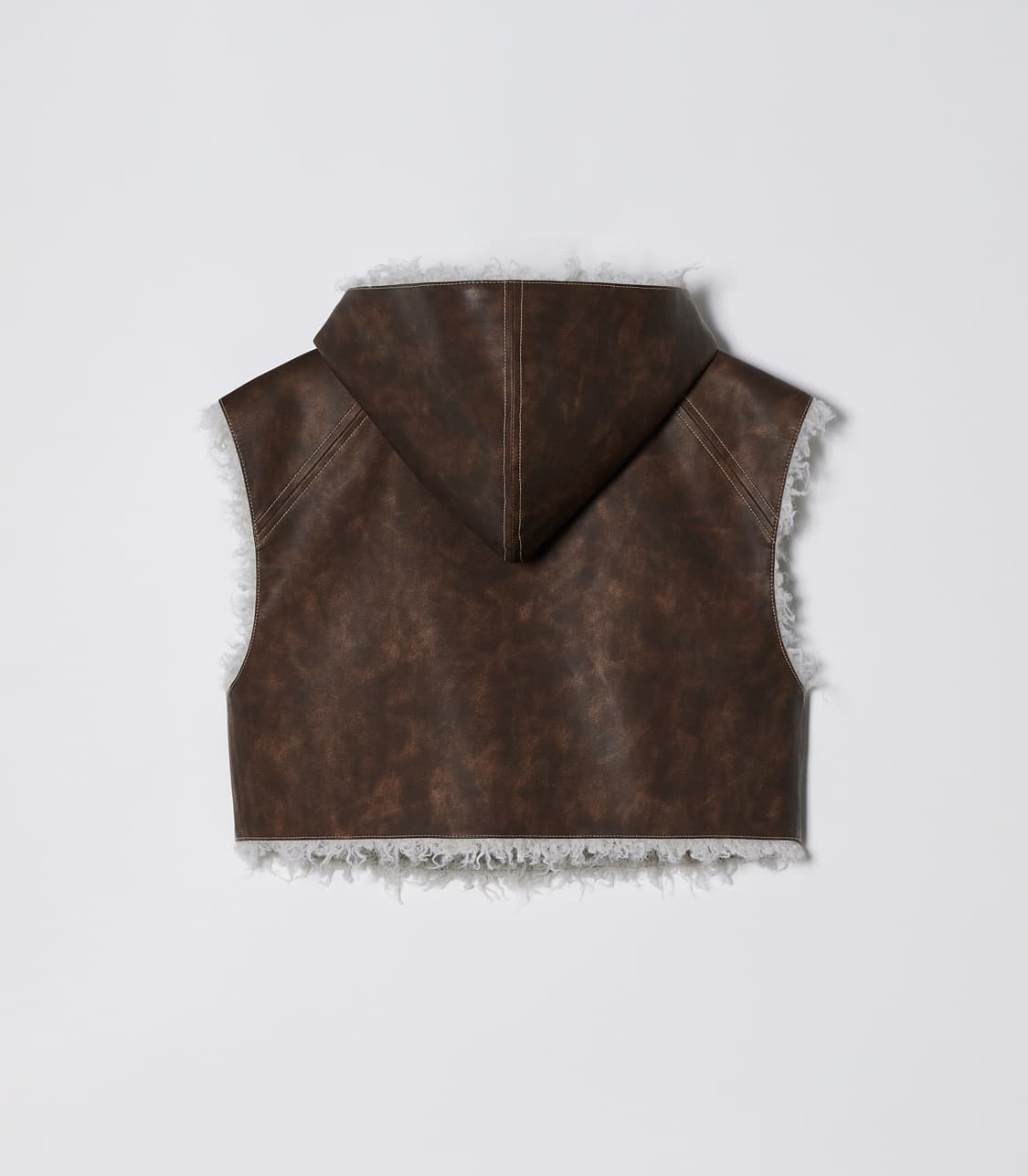 솔티페블 무스탕 후디 베스트 - 브라운  상품이미지7