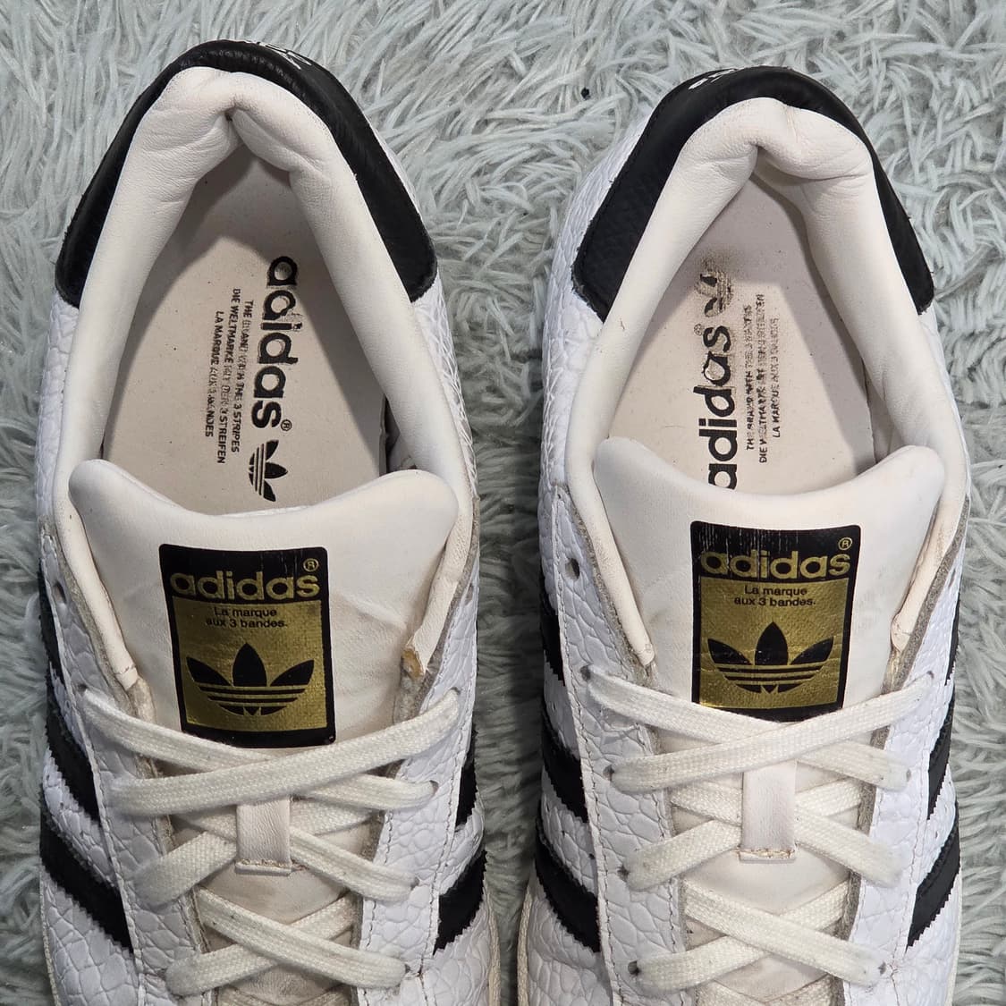 6a-7:아디다스 슈퍼스타 파이톤 패턴 화이트 블랙(225)-세탁 상품이미지6