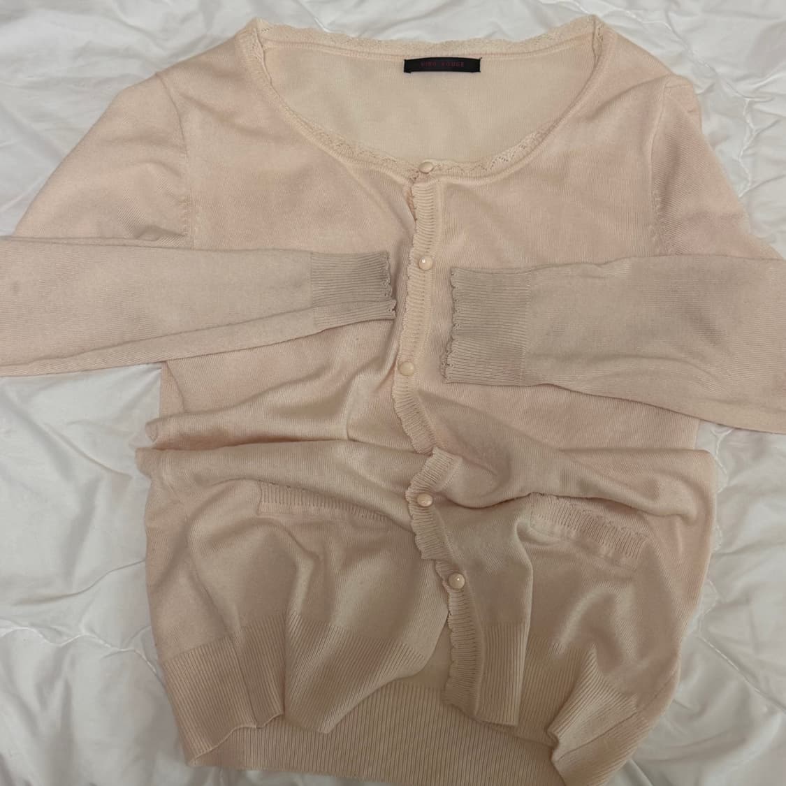 vino rouge 핑회 아가일 반팔 가디건 세트 상품이미지4