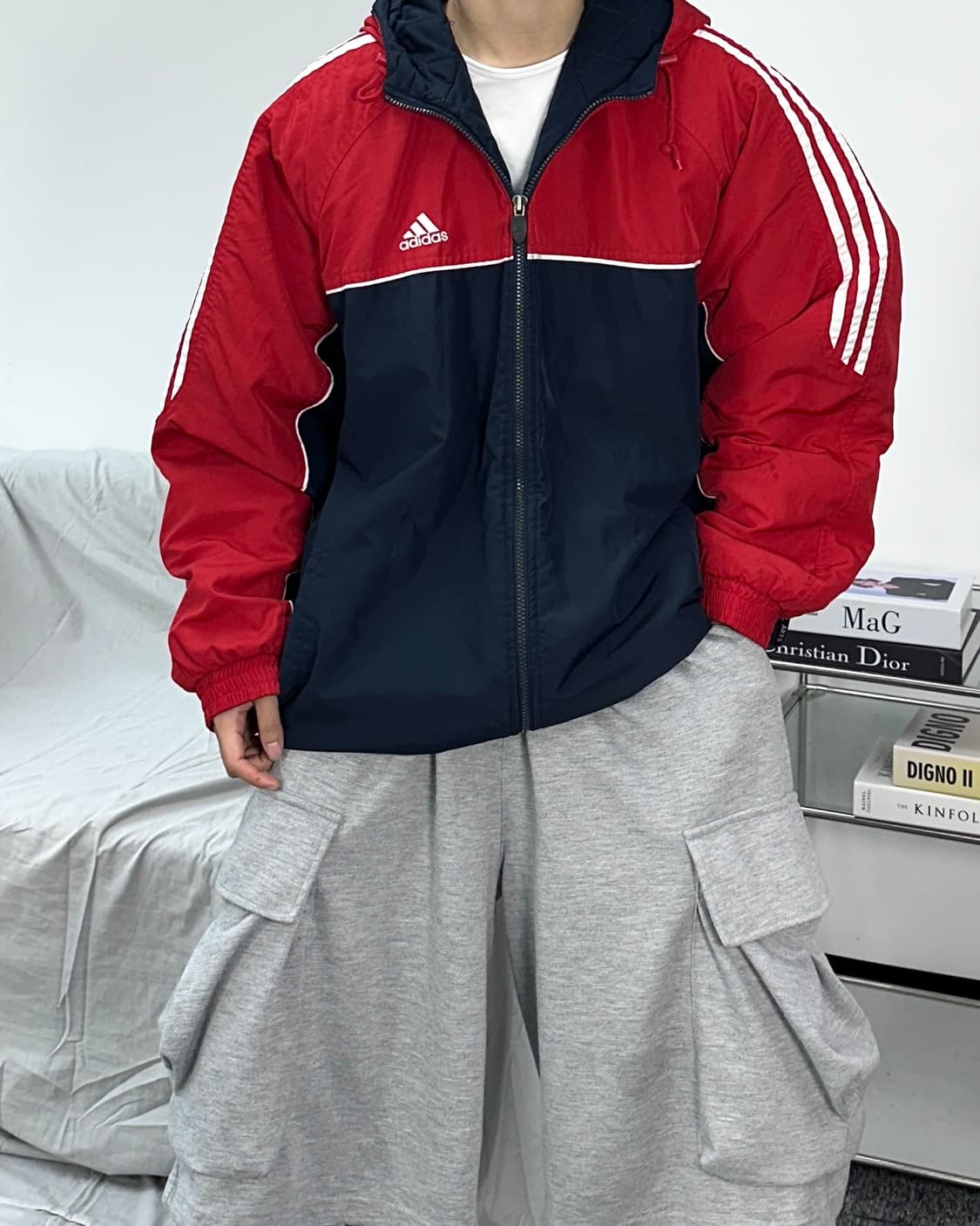 아디다스 00s 네이비 레드 누빔 자켓 XL 상품이미지2