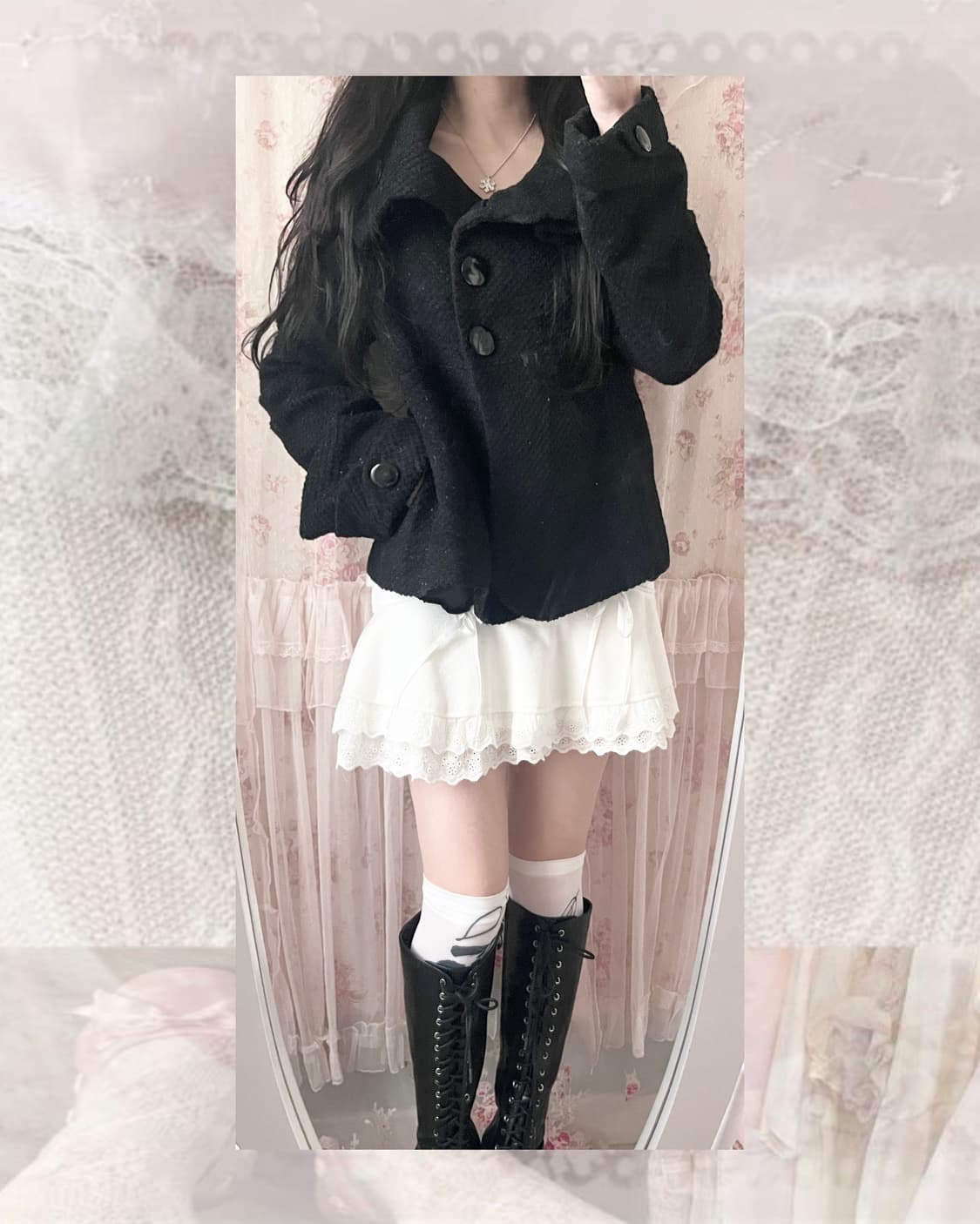 LODISPOTTO black glitter short coat 상품이미지4