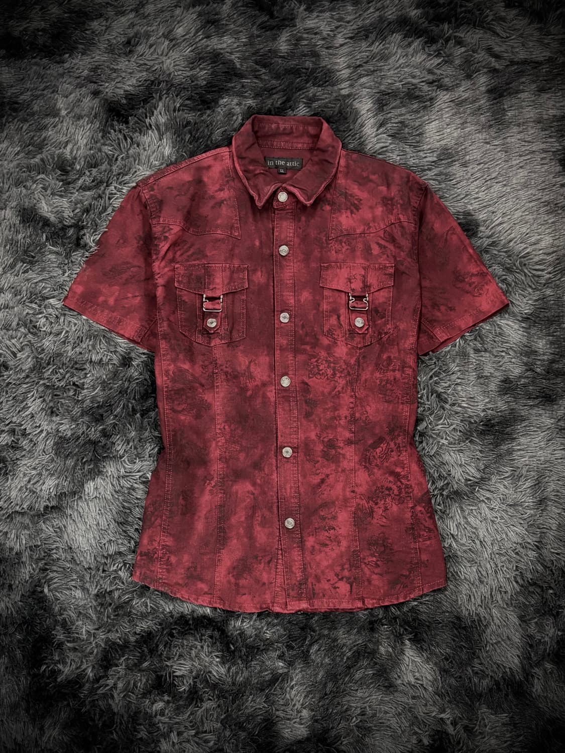 In The Attic 레드 나염 반팔 셔츠 상품이미지1