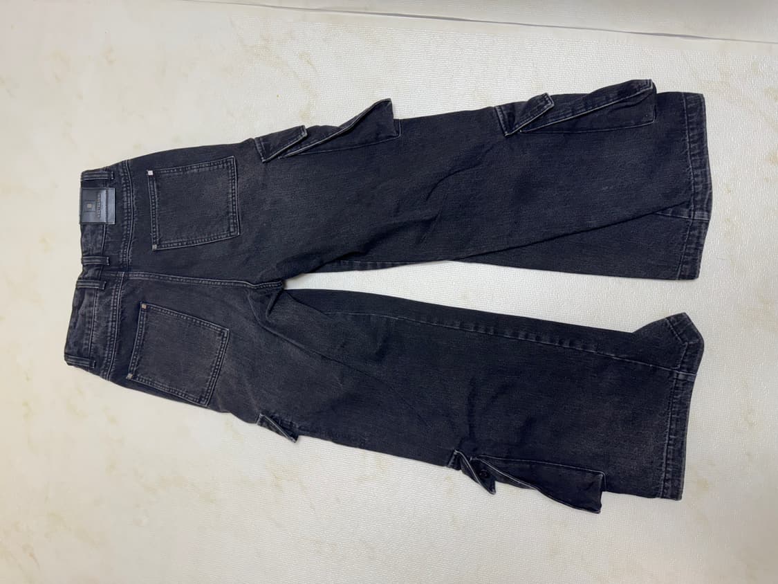 우영미 블랙 와이드 데님 카고 팬츠 (46) 상품이미지4