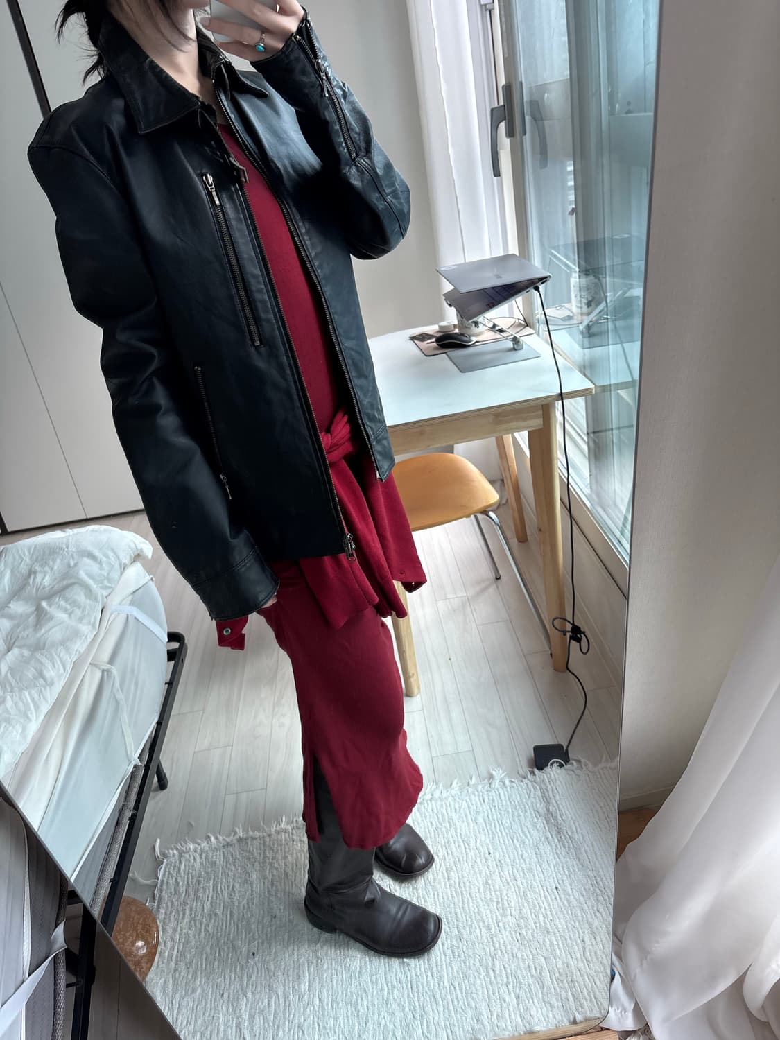 벨티드 라이더 레더 자켓 결제창 상품이미지1