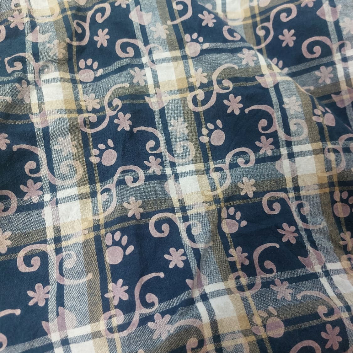 모리걸 너드 체크 셔츠 고양이 발바닥 상품이미지2