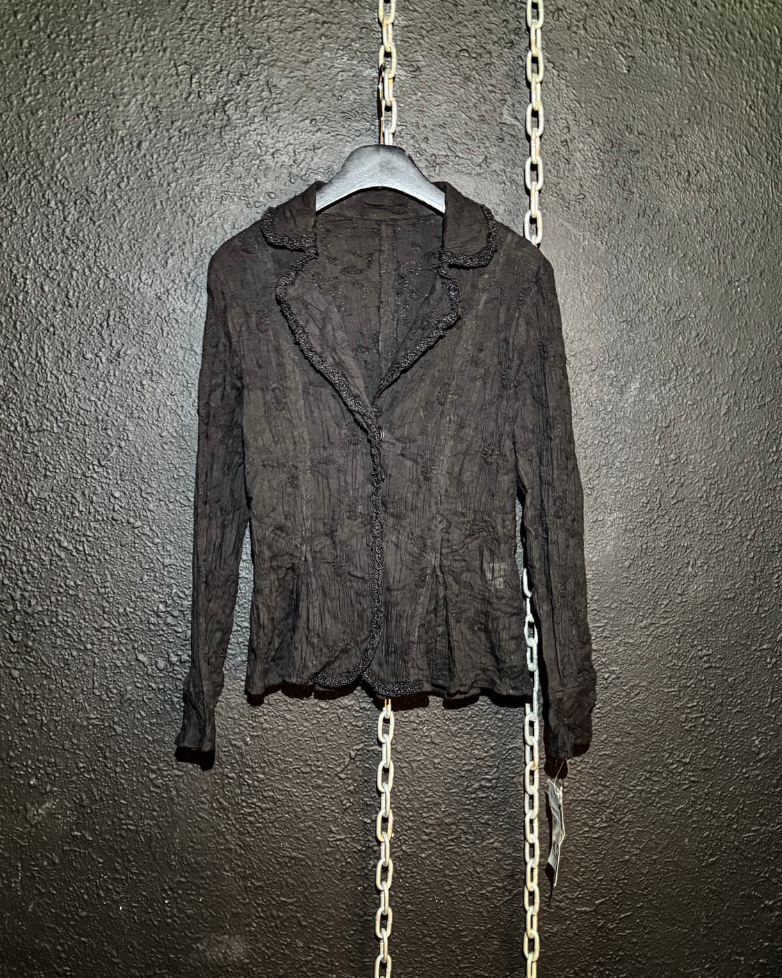 Black Lace-edged Shirt Jacket 상품이미지1
