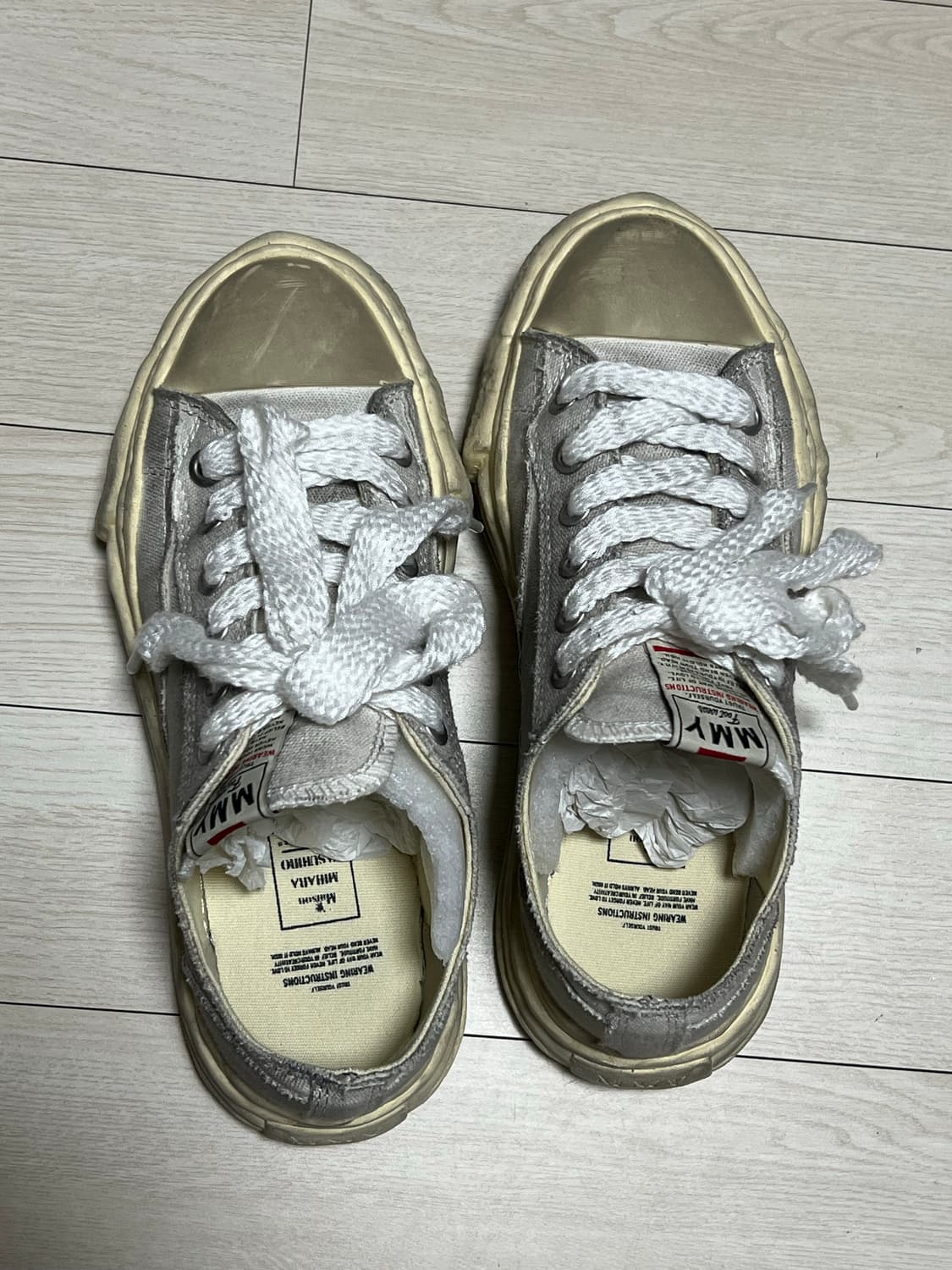 메종 미하라 야스히로 피터슨 OG 솔 DR 캔버스 로우탑 화이트 40 상품이미지3