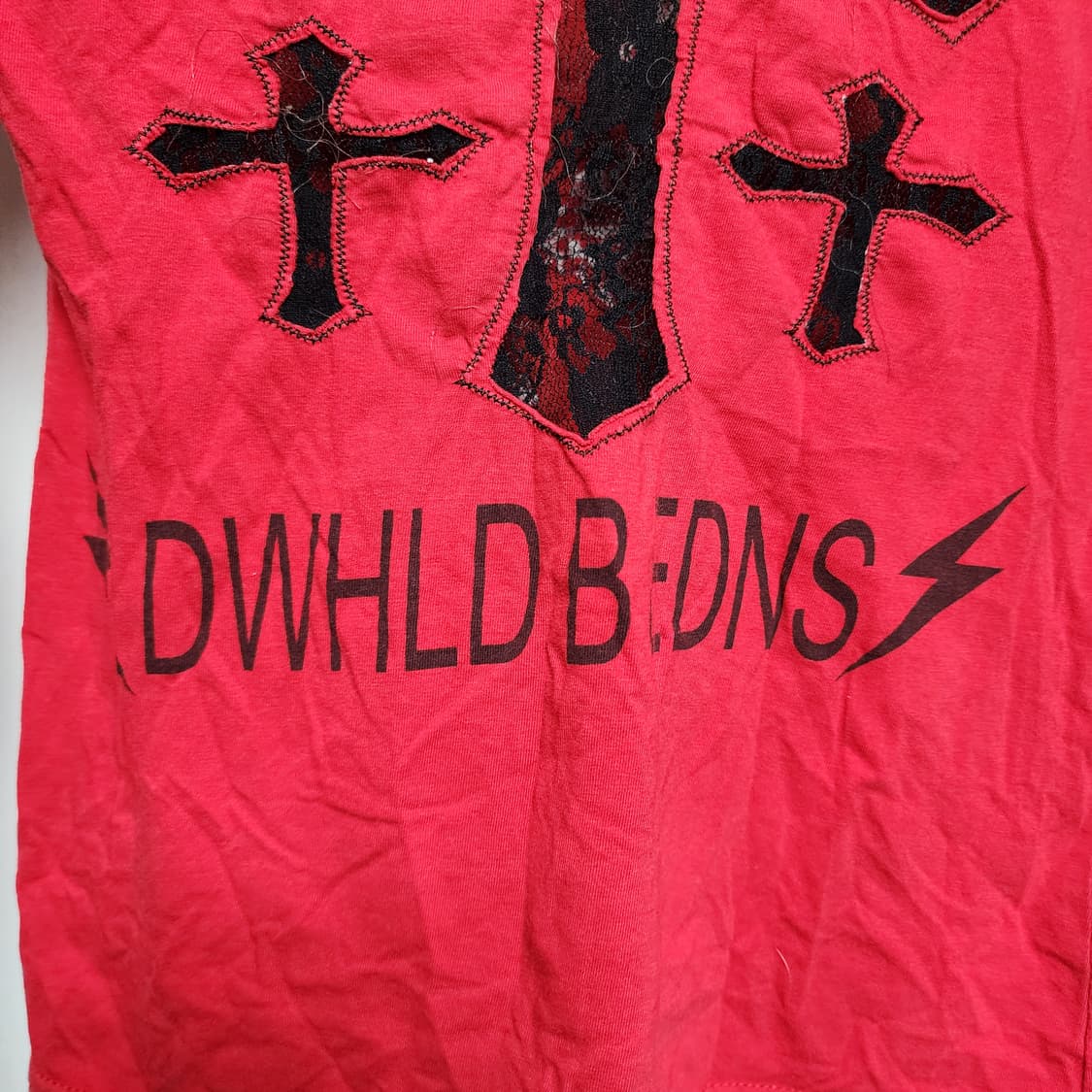 Vintage 락시크 시스루 가죽 크로스 레드 롱슬리브 상품이미지10