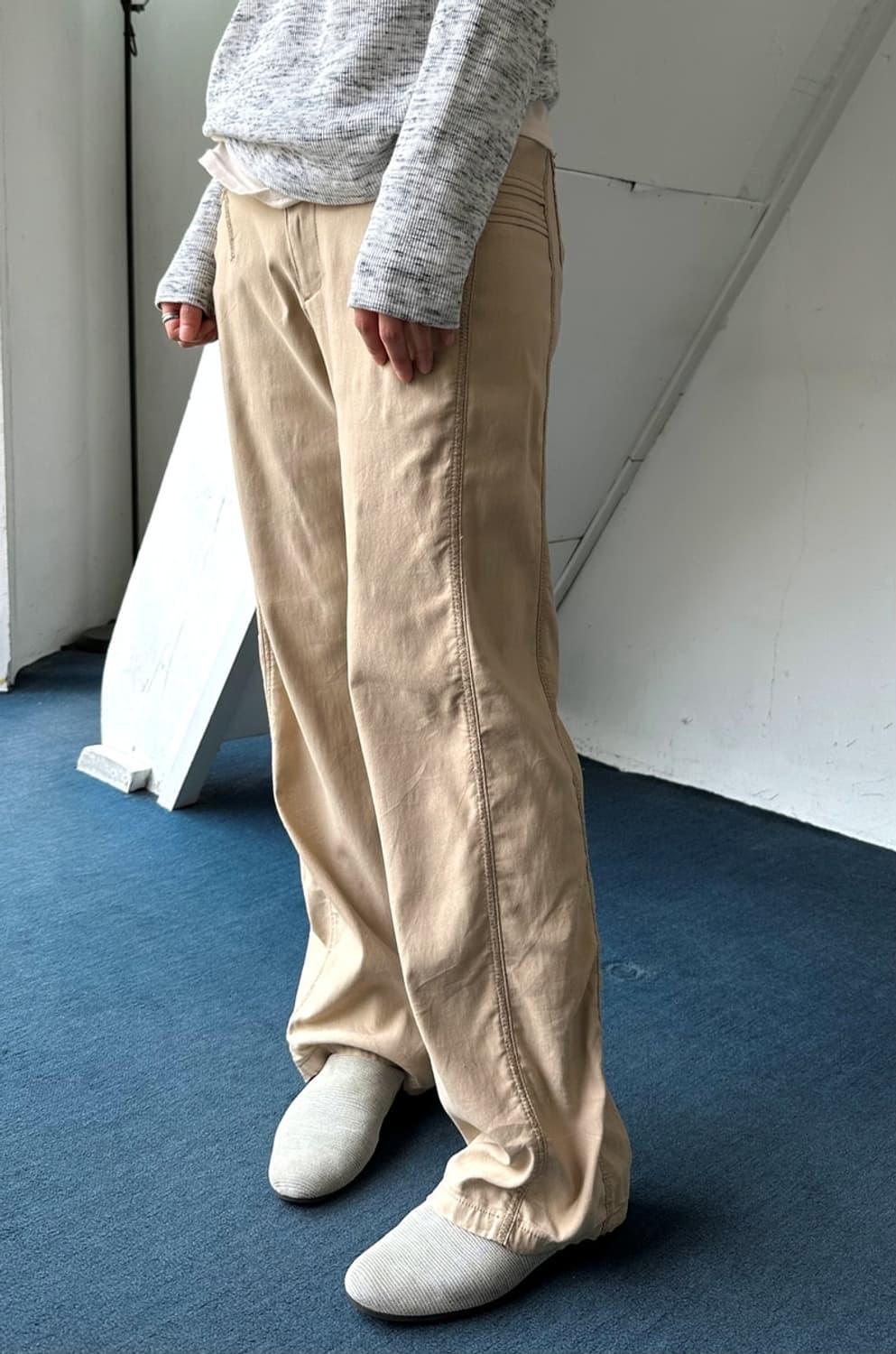PU blended stretched panel pants 상품이미지9