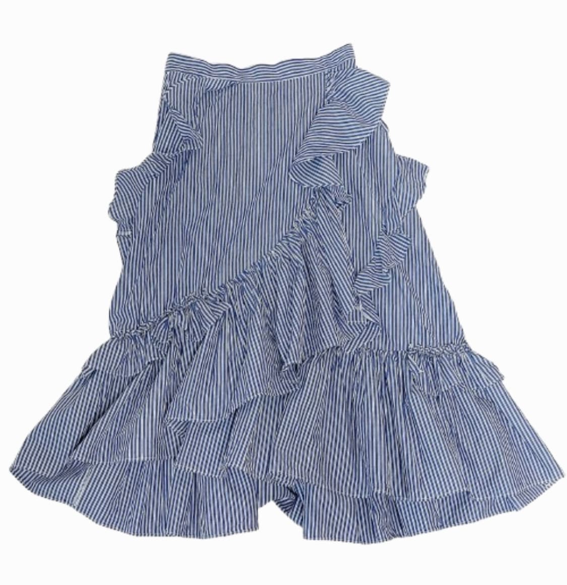 모리걸 블루 스트라이프 프릴 미디~롱스커트 상품이미지1