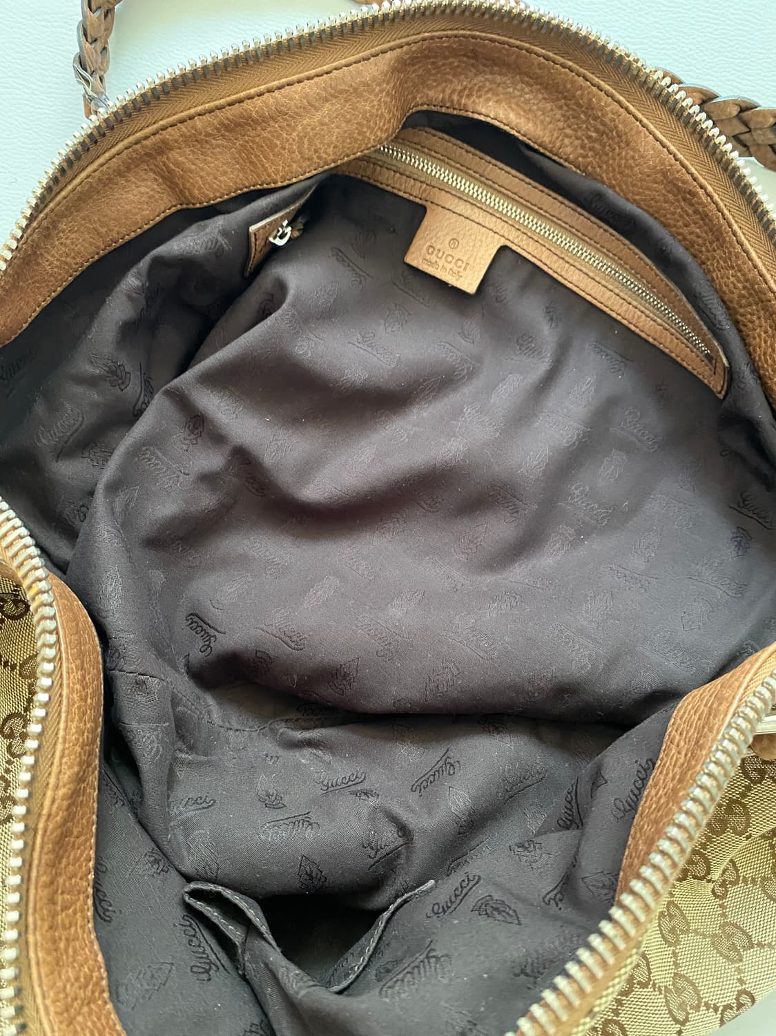 [구찌] 정품 뱀부 바 GG 캔버스 라지 숄더백 상품이미지3