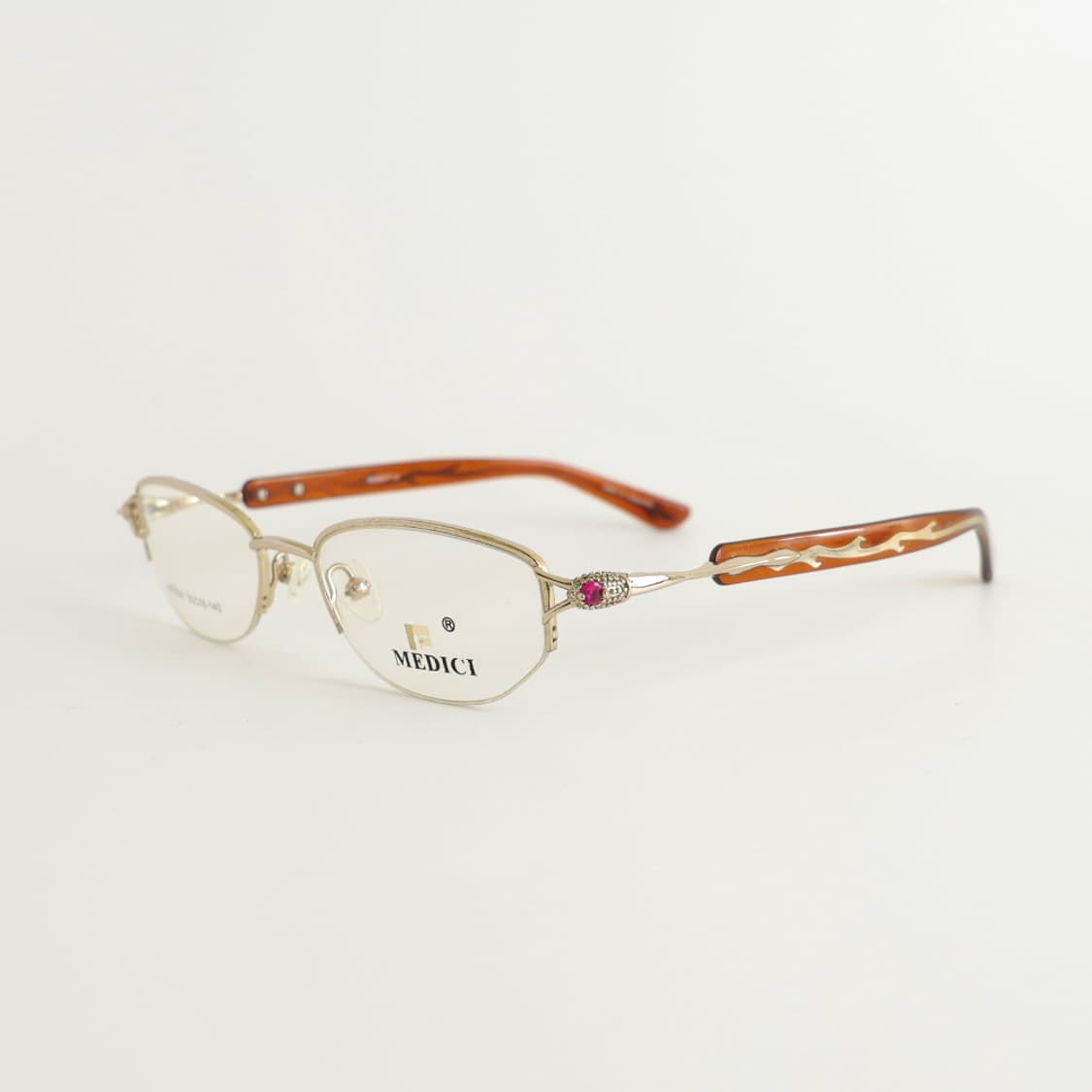 올드올즈 데드스탁 빈티지 MEDICI 플레임 템플 레드 큐빅 메탈 안경 상품이미지1