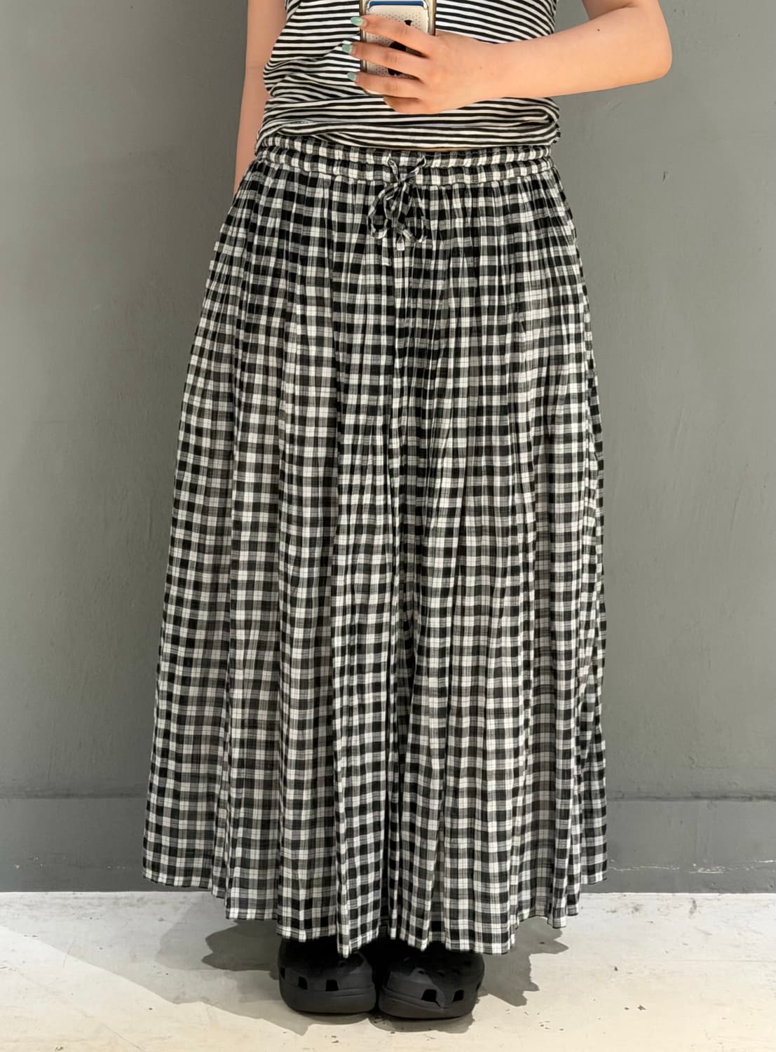 check pattern long skirt 상품이미지1