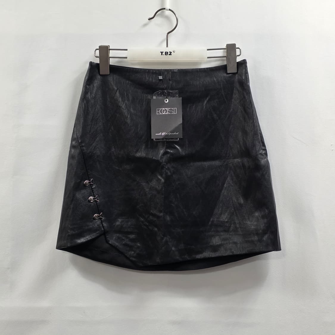 1124 에고이스트(EGOIST) 페이크레더 미니 스커트 55 블랙 사이 상품이미지1