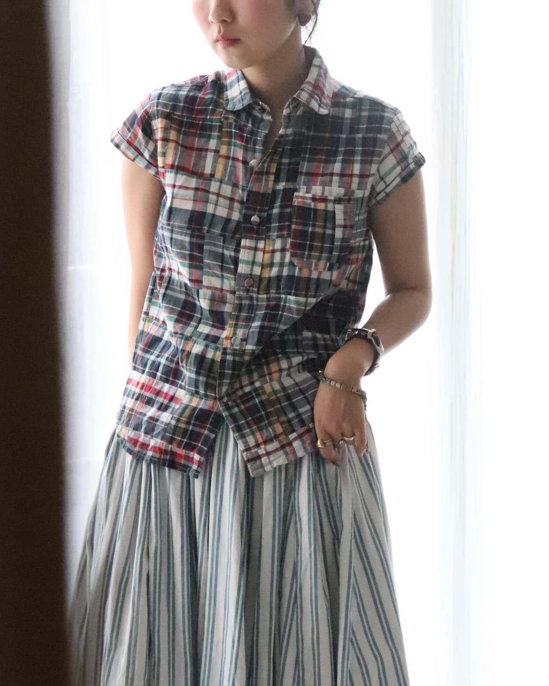 [Beams Boy] Patchwork Check Shirt 상품이미지1