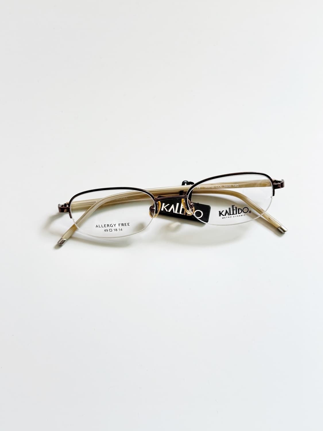 90s KALEIDO 브라운 반무테 스퀘어 빈티지 안경 상품이미지2