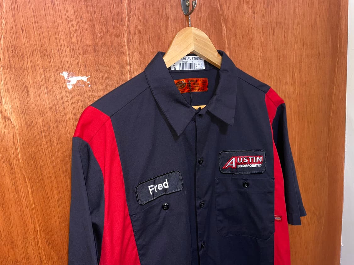 (XL) 90~00s Dickies 디키즈 반팔 워크 셔츠 패치 상품이미지2