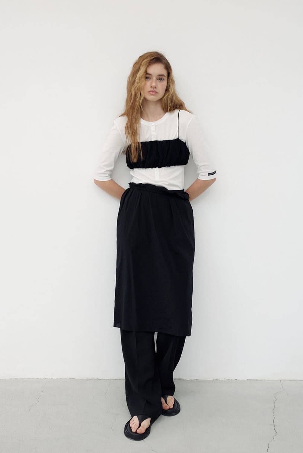 메종마레 Henley Neck Top, White 상품이미지4