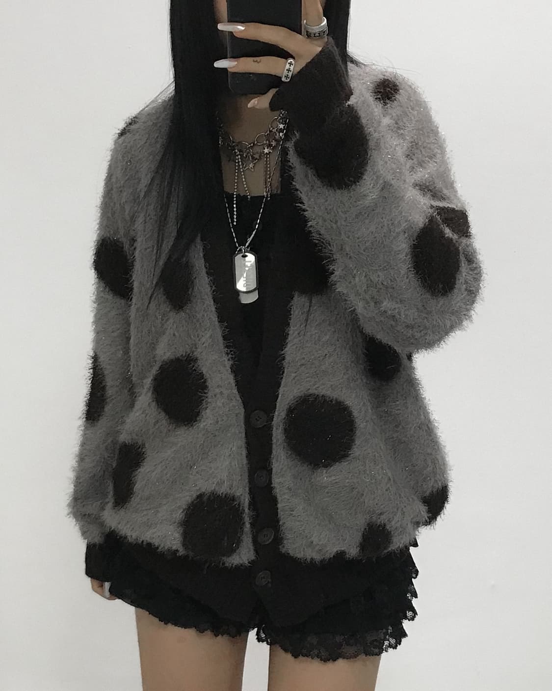 펑크 도트 포인트 가디건 상품이미지1