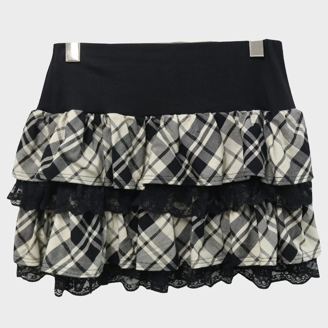 PINK MIX 체크 레이스 캉캉 밴딩 미니스커트 62773 상품이미지2