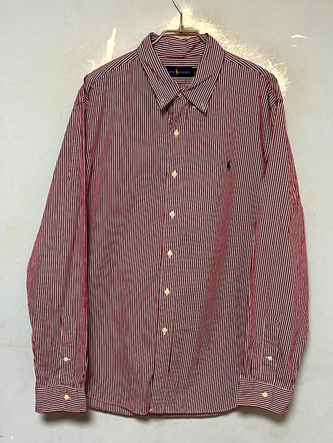 POLO 폴로 남자 캐주얼셔츠 스트라이프 긴팔 춘추 버건디 XL 105 상품이미지1
