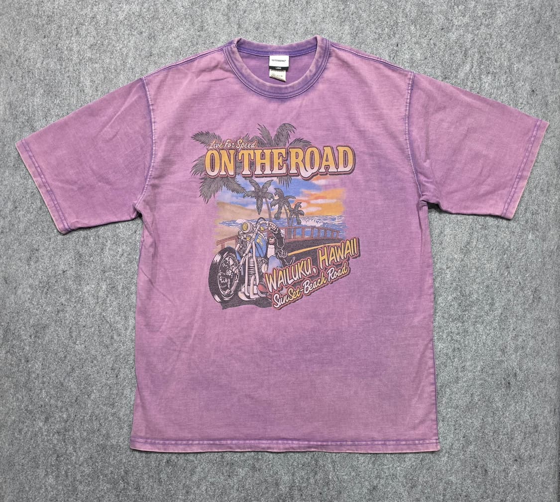 아웃스탠딩 하와이 바이크 그래픽 피그먼트 워싱 반팔티 L 상품이미지1