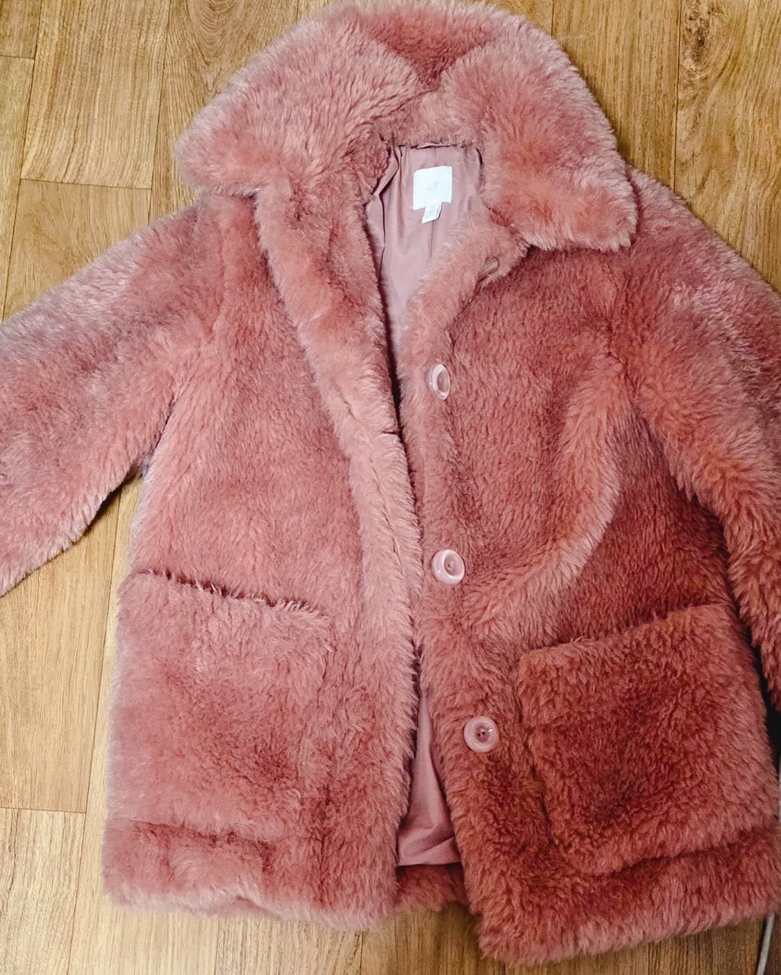 H&M 더스티 핑크 페이크 퍼 자켓 택포 2.5 상품이미지1