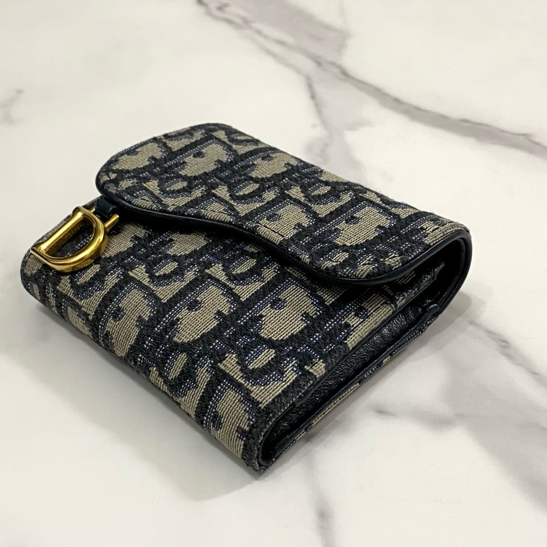 디올 새들 로터스 지갑 블루 디올 오블리크 자카드 여성 반지갑 상품이미지3