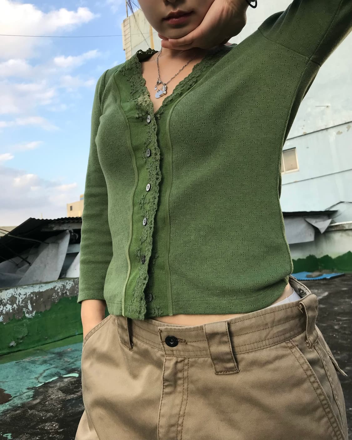 올리브 레이스 가디건 상품이미지3