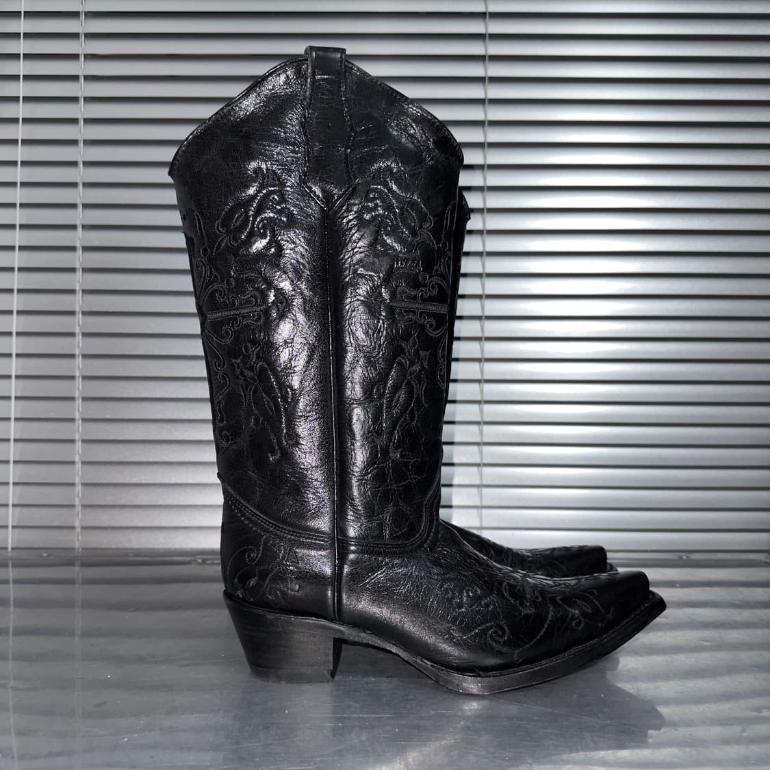 00s 블랙 자수 서클 G 바이 코랄 웨스턴 부츠 상품이미지5
