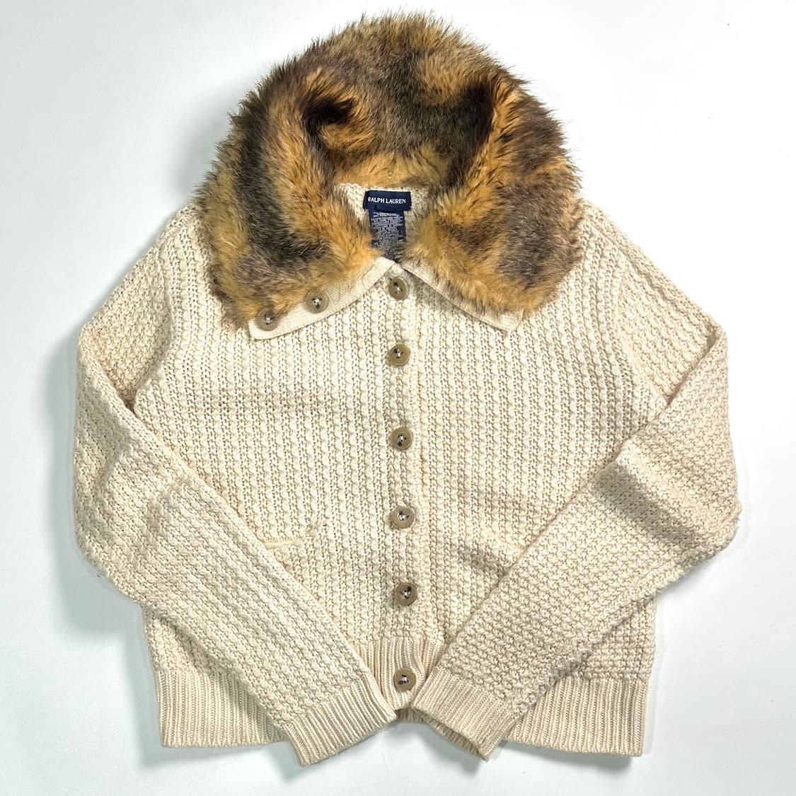 폴로 랄프로렌 퍼 카라 니트 가디건 상품이미지1