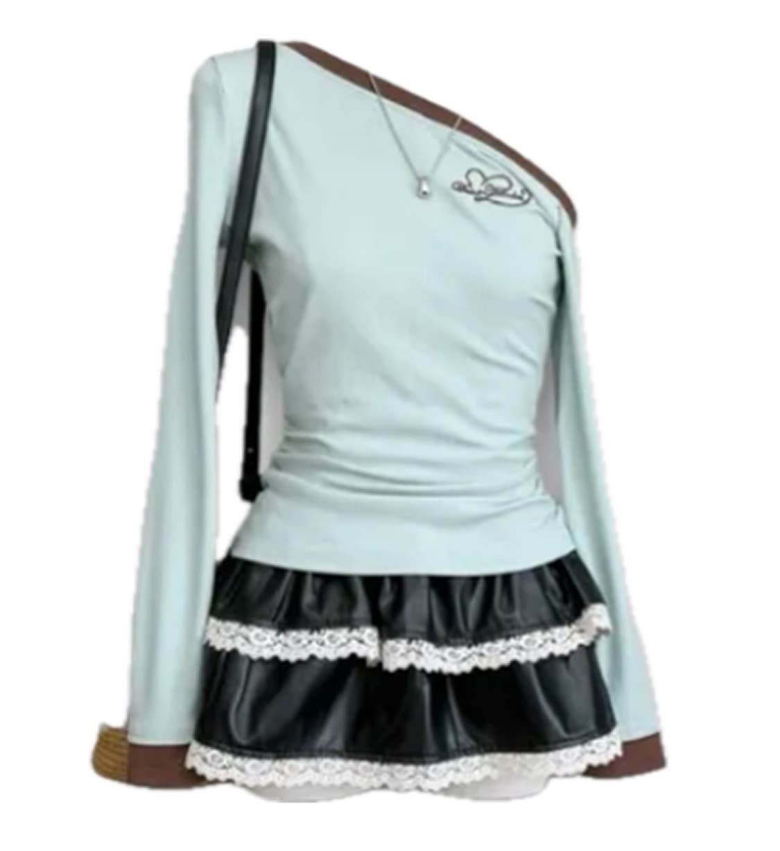 민트 레터링 언발란스 오프숄더  상품이미지1