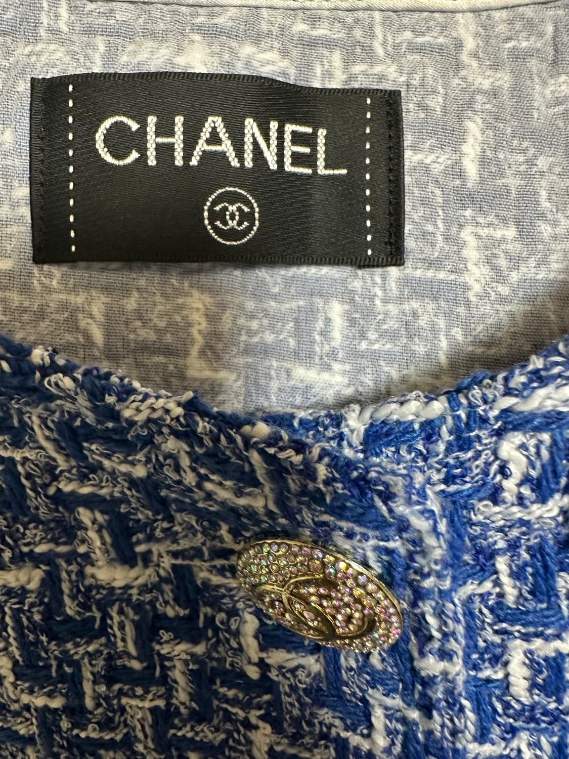 샤넬 트위드 반팔 자켓 블루 정품 상품이미지5