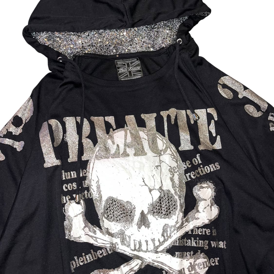 해골 프린팅 스터드 가오리핏 후드티 펑크y2k갸루 상품이미지3