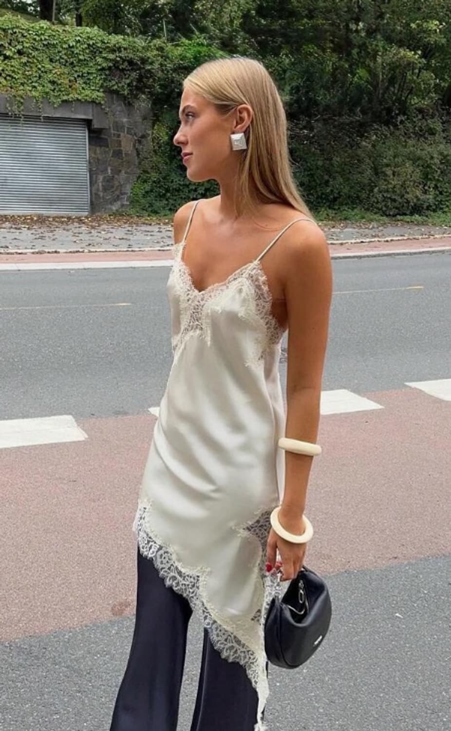 쉬인 레이스 언발란스 슬립 원피스 상품이미지2