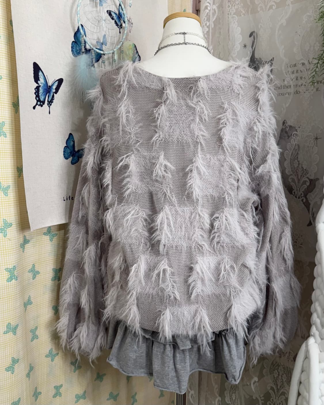 그레이 퍼 체크 브이넥 가디건 상품이미지6