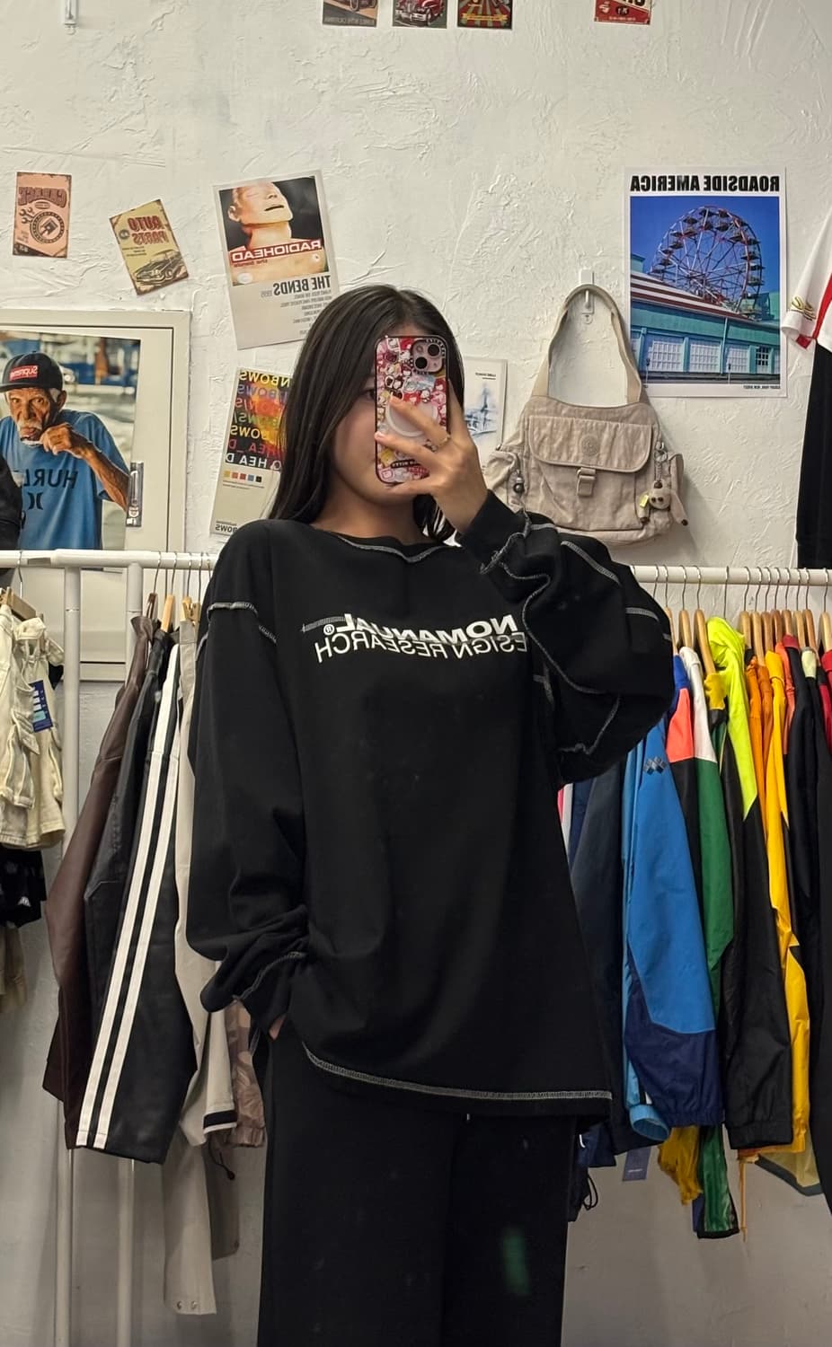 노매뉴얼 블랙 스티치 롱슬리브 L 상품이미지1