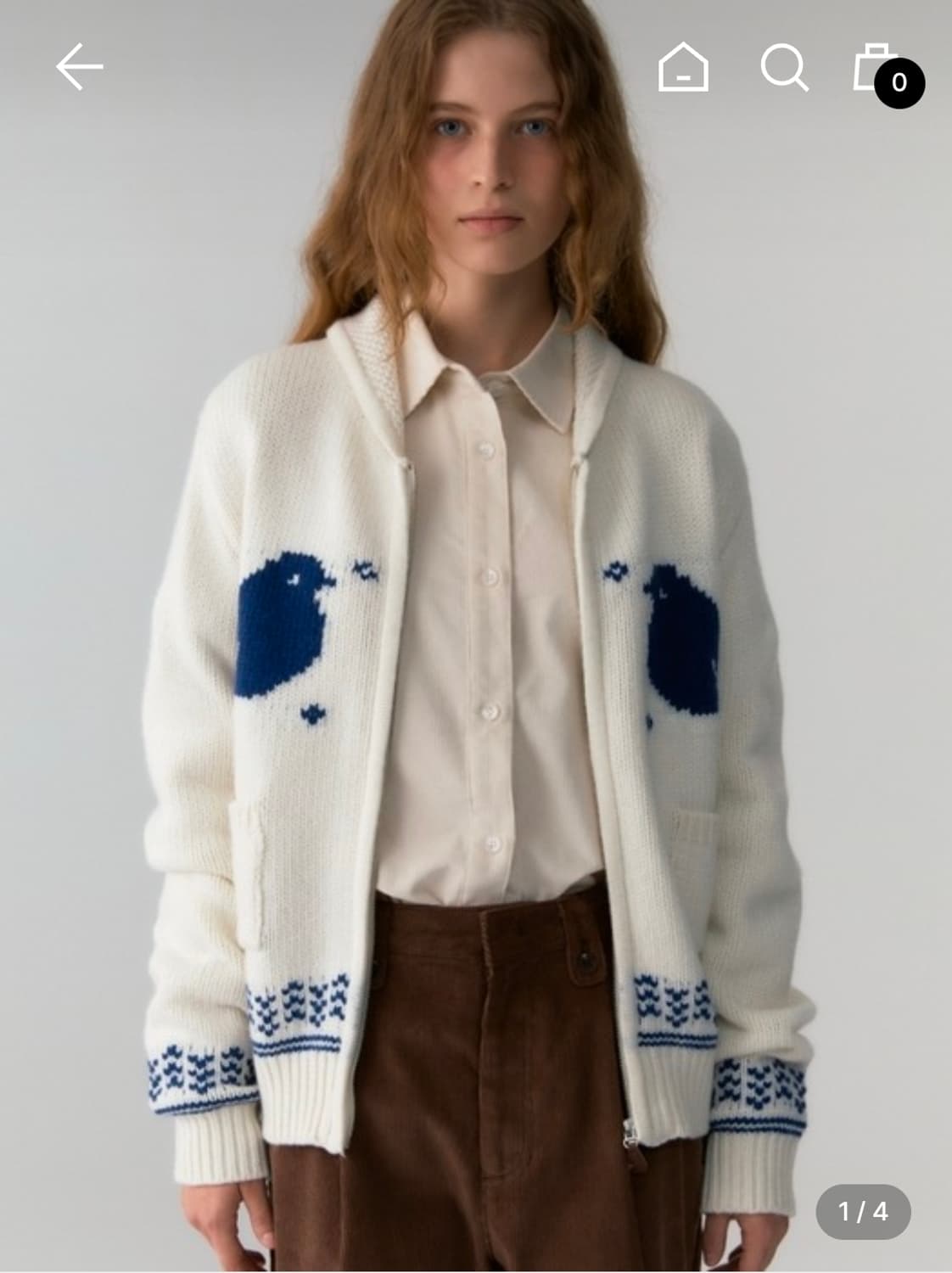 새상품) 드파운드 헤비 자카드 집업 니트 파랑새 가디건 카리나 착용 상품이미지2