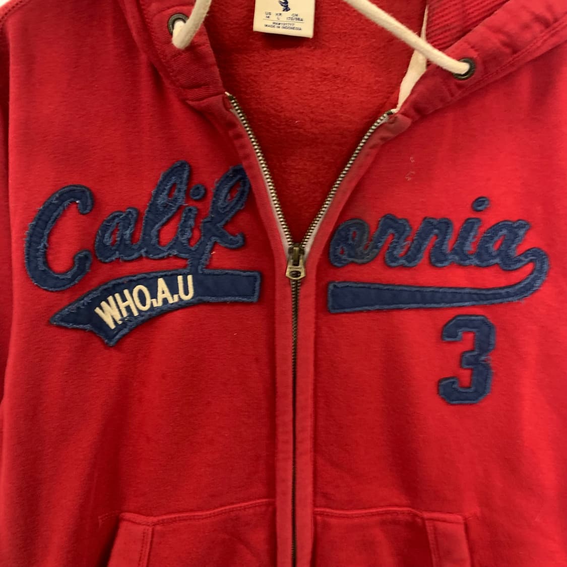 후아유 y2k 와투케 레드 후드집업 상품이미지4