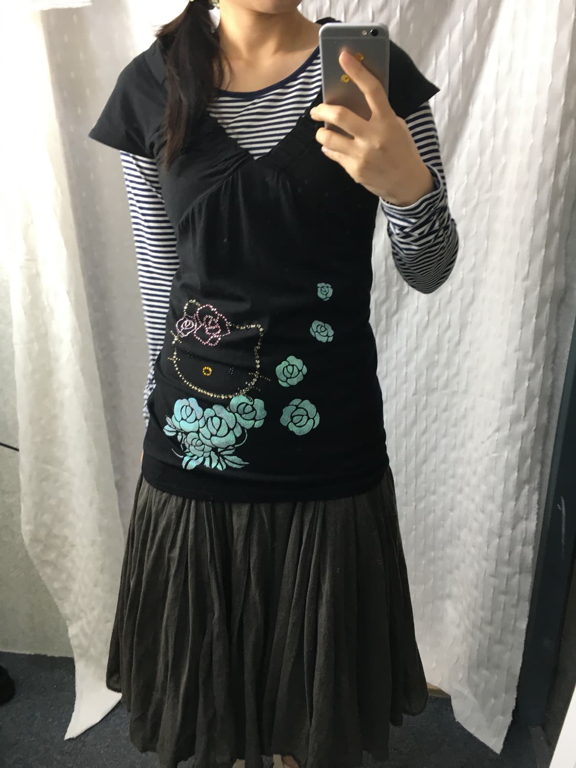 블랙 키티 큐빅 반소매 티셔츠 상품이미지2