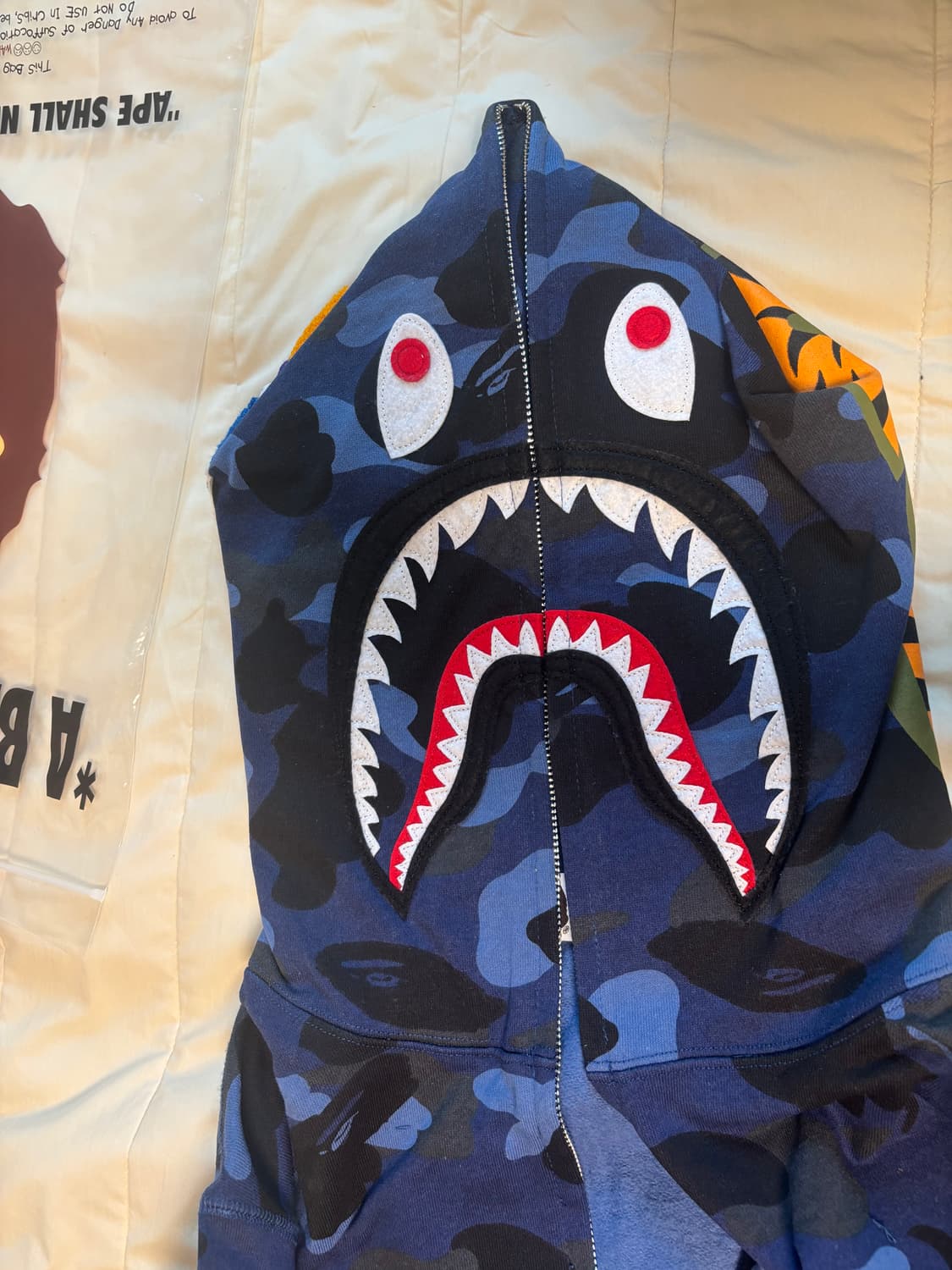 베이프 샤크후드집업 청계 L 새상품급 상품이미지3