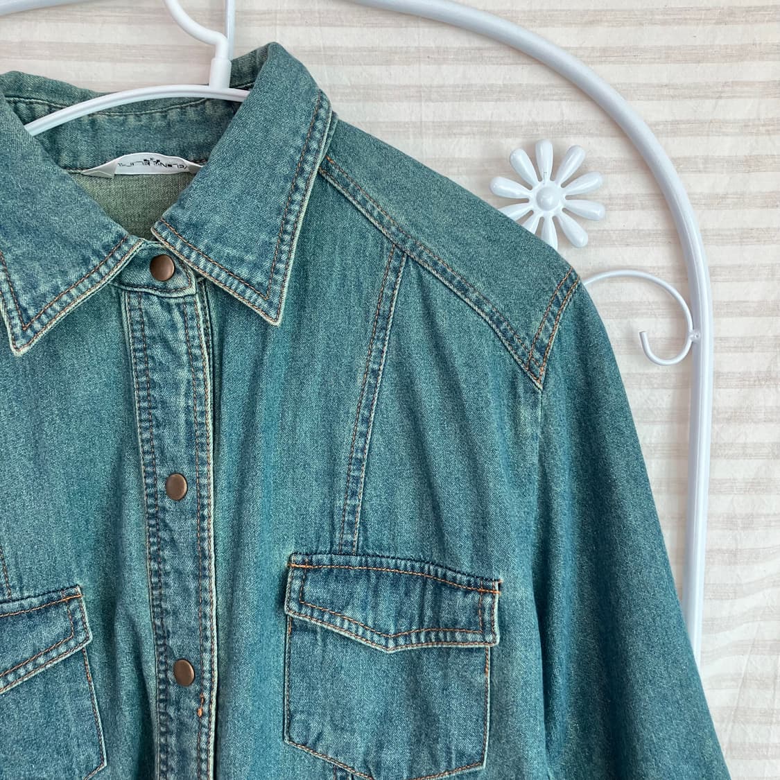 빈티지 블루 데님 버튼 셔츠 y2k 스트릿 갸루 펑키 일본빈티지658 f 상품이미지3