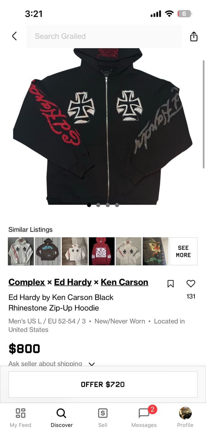 Ken carson ed hardyrhinestone zip up 상품이미지2